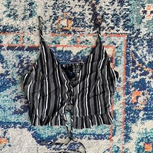 Fire Life Tie Up Front Crop Top